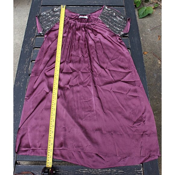 Day Birger et Mkkelsen - Silk Charmeuse Babydoll Dress with Sequin Sleeves, S M - Picture 6 of 11